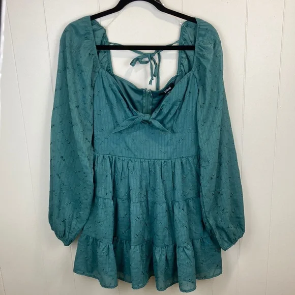 knee length dresses for ladies Charming Long Sleeve Mini Dress | Forest | Womens main image 0